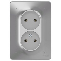 Розетка 2-м СП Blanca 16А IP20 250В без заземл. без защ. шторок алюм. SE BLNRS000023