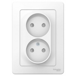 Розетка 2-м СП Blanca 16А IP20 250В без заземл. защ. шторки бел. SE BLNRS000121