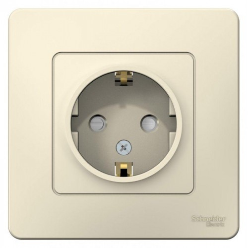 Розетка 1-м СП Blanca 16А IP20 250В с заземл. защ. шторки молоч. SE BLNRS001112