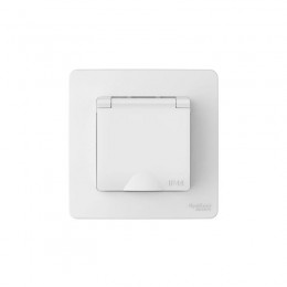 Розетка 1-м СП Blanca 16А IP44 250В с заземл. защ. шторки с крышкой бел. SE BLNRS441111