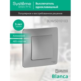 Выключатель 1-кл. СП Blanca 10А IP20 (сх. 1) 250В алюм. SE BLNVS010103