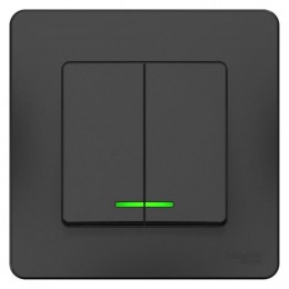 Выключатель 2-кл. СП Blanca 10А IP20 (сх. 5) 250В с подсветкой антрацит SE BLNVS010516
