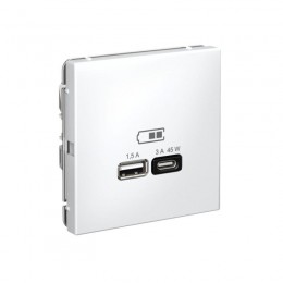 Розетка USB ArtGallery тип A+C 45Вт QC PD высокоскор. ЗУ механизм бел. SE GAL000129