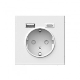 Розетка ArtGallery 16А с 2-мя заряд. устройствами USB A+C 5В/2.4А/3А 2х5В/1.5А механизм бел. SE GAL000132