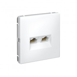 Розетка компьютерная 2-м ArtGallery RJ45 + RJ45 кат.5E механизм бел. SE GAL000185