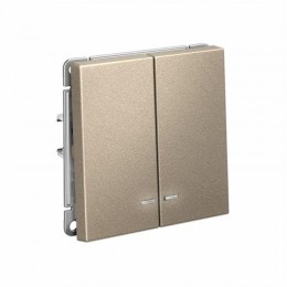 Выключатель 2-кл. ArtGallery (сх. 5а) 10AX с подсветкой механизм шампань SE GAL000553