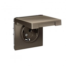 Розетка ArtGallery 16А IP20 с заземл. защ. шторки с крышкой механизм мокко SE GAL000646