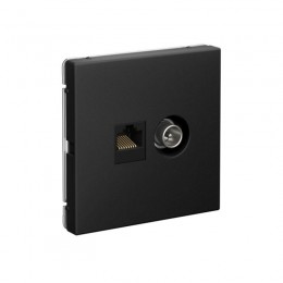 Розетка компьютерная + телевизионная 2-м ArtGallery RJ45 + TV кат.5E карбон SE GAL001089