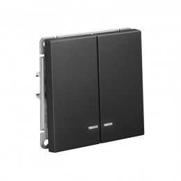 Выключатель 2-кл. ArtGallery (сх. 5а) 10AX с подсветкой механизм базальт SE GAL001453