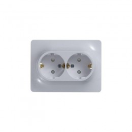 Розетка 2-м СП Glossa 16А IP20 с заземл. защ. шторки в сборе бел. SE GSL000126
