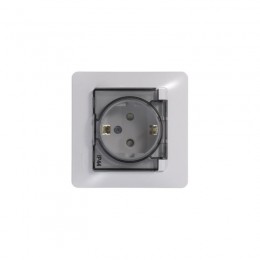 Розетка 1-м СП Glossa 16А IP44 с заземл. защ. шторки с крышкой в сборе бел. SE GSL000148