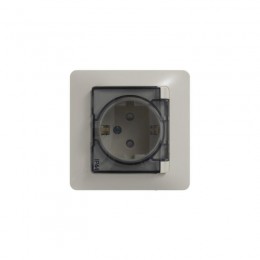 Розетка 1-м СП Glossa 16А IP44 с заземл. защ. шторки с крышкой в сборе беж. SE GSL000248