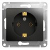 Розетка 1-м СП 1мод. Glossa 16А IP20 с заземл. механизм антрацит SE GSL000743