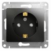 Розетка 1-м СП 1мод. Glossa 16А IP20 с заземл. защ. шторки механизм антрацит SE GSL000745