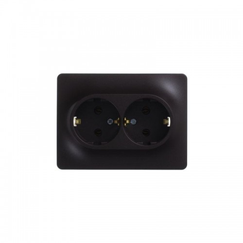 Розетка 2-м Glossa 16А с заземл. в сборе шоколад SE GSL000824