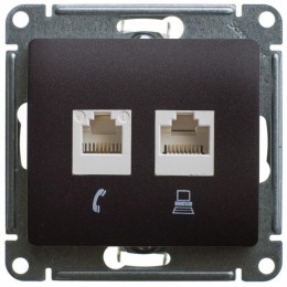 Розетка компьютерная 2-м Glossa RJ45 кат.5E механизм шоколад SchE GSL000885KK