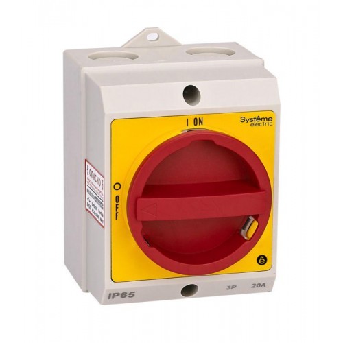 Выключатель-разъединитель главный аварийный 4п 20А IP65 закрытого исп. с замком SE MSD20411R