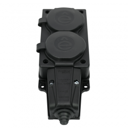 Колодка удлинителя 2-м MultiSet 16А 250В IP44 с заземл. каучук черн. SE MST4102BK