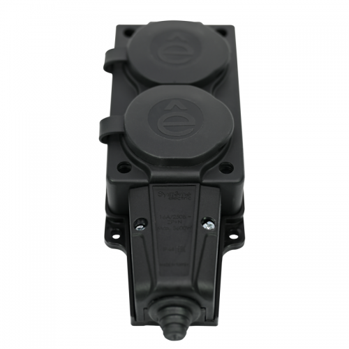 Колодка удлинителя 2-м MultiSet 16А 250В IP44 с заземл. каучук черн. SE MST4102BK