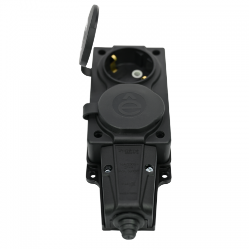 Колодка удлинителя 2-м MultiSet 16А 250В IP44 с заземл. каучук черн. SE MST4102BK