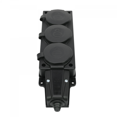 Колодка удлинителя 3-м MultiSet 16А 250В IP44 с заземл. каучук черн. SE MST4103BK