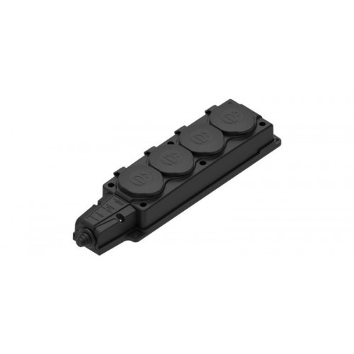 Колодка удлинителя 4-м MultiSet 16А 250В IP44 с заземл. каучук черн. SE MST4104BK