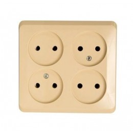 Розетка 4-м ОП Этюд 16А IP20 250В без заземл. без защ. шторок крем. SE PA16-205K
