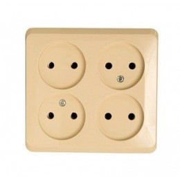 Розетка 4-м ОП Этюд 16А IP20 250В без заземл. без защ. шторок крем. SE PA16-205K