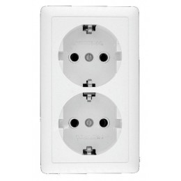 Розетка 2-м ОП Хит 16А 250В с заземл. без защ. шторок бел. SE RA16-238-B