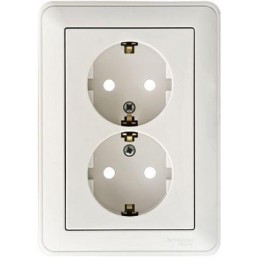 Розетка 2-м СП W59 16А IP20 с заземл. защ. шторки в сборе бел. SE RS16-255-18