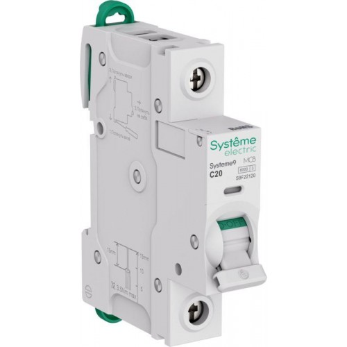 Выключатель автоматический 1п C 20А 6кА Systeme9 230В SE S9F22120