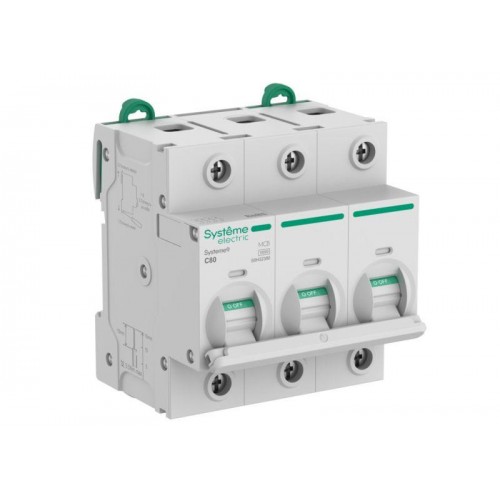 Выключатель автоматический 3п C 80А 10кА Systeme9 400В 27мм SE S9H32380