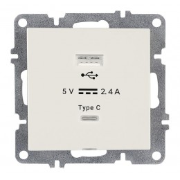 Розетка LAVIN/KAREN USB + TYPE-C механизм бел. ARVIA 50 01 1000 304