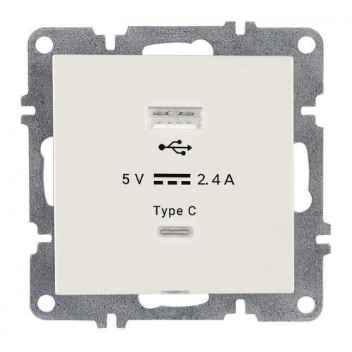Розетка LAVIN/KAREN USB + TYPE-C механизм бел. ARVIA 50 01 1000 304