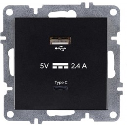 Розетка LAVIN/KAREN USB + TYPE-C механизм черн. ARVIA 50 07 2000 304