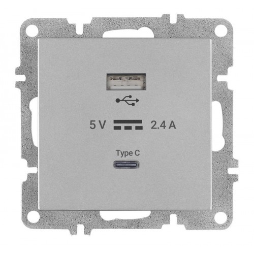 Розетка LAVIN/KAREN USB + TYPE-C механизм сер. ARVIA 50 03 2000 304