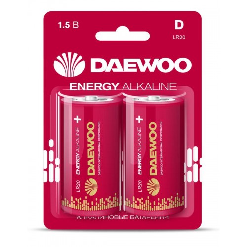 Элемент питания алкалиновый D/LR20 1.5В Energy Alkaline 2021 BL-2 (уп.2шт) DAEWOO 5030022