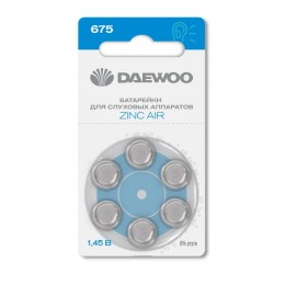 Элемент питания воздушно-цинковый ZA675/PR44 1.45В BL-6 (блист.6шт) для слуховых аппаратов DAEWOO 5060456