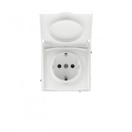 Розетка силовая KANT IP44 2P+E защ. шторки с крышкой бел. магнолия DKC 7000013