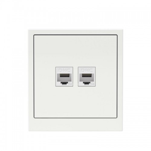 Розетка компьютерная 2-м KANT RJ45 кат.5E без шторки бел. магнолия DKC 7000664