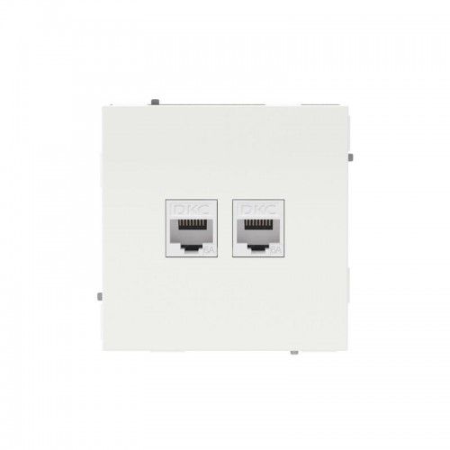 Розетка компьютерная 2-м KANT RJ45 кат.6A без шторки бел. магнолия DKC 7000674