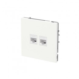 Розетка компьютерная 2-м KANT RJ45 кат.6A без шторки бел. магнолия DKC 7000674