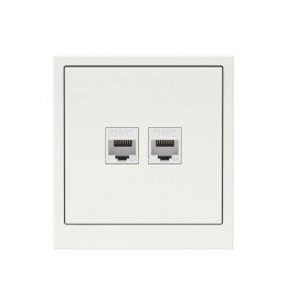Розетка компьютерная 2-м KANT RJ45 кат.6A без шторки бел. магнолия DKC 7000674