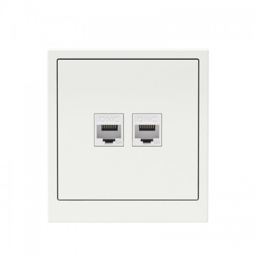 Розетка компьютерная 2-м KANT RJ45 кат.6A без шторки бел. магнолия DKC 7000674