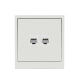 Розетка компьютерная 2-м KANT RJ45 кат.5E без шторки бел. песок DKC 7010664