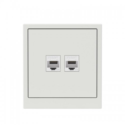 Розетка компьютерная 2-м KANT RJ45 кат.5E без шторки бел. песок DKC 7010664