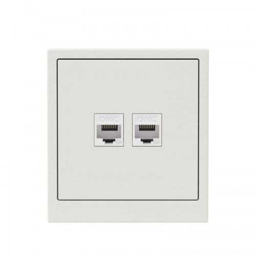 Розетка компьютерная 2-м KANT RJ45 кат.6A без шторки бел. песок DKC 7010674
