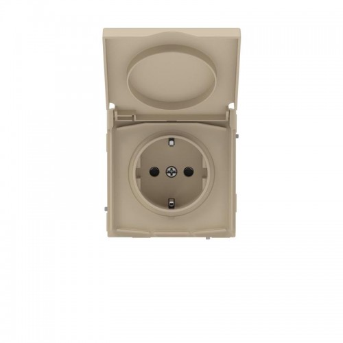 Розетка силовая KANT IP44 2P+E защ. шторки с крышкой ванильн. марципан DKC 7015013
