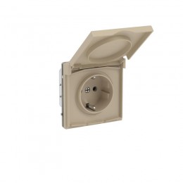 Розетка силовая KANT IP44 2P+E защ. шторки с крышкой ванильн. марципан DKC 7015013
