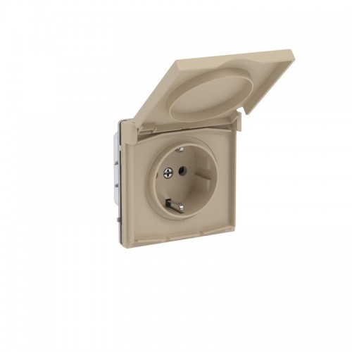 Розетка силовая KANT IP44 2P+E защ. шторки с крышкой ванильн. марципан DKC 7015013